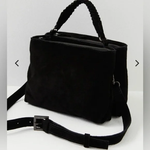 Last chance moving sale!- FREE PEOPLE Black Suede Crossbody Bag - Picture 2 of 4